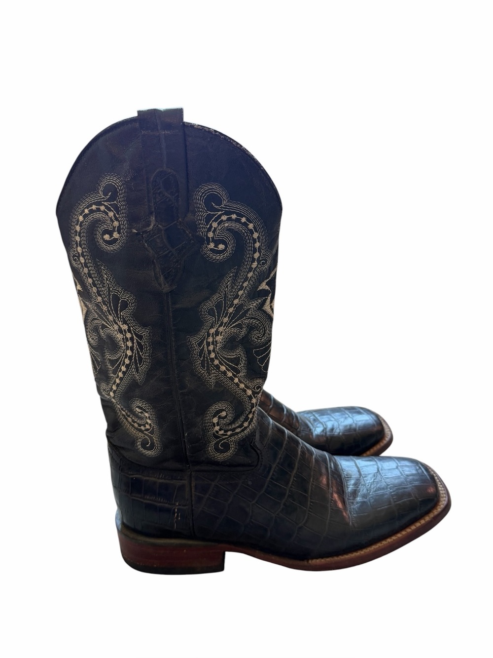 Ferrini Caiman black square toe boots